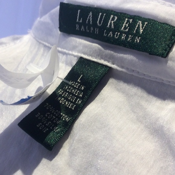 EUC RL Silk Blend White Button Down Shirt, L - Picture 5 of 8